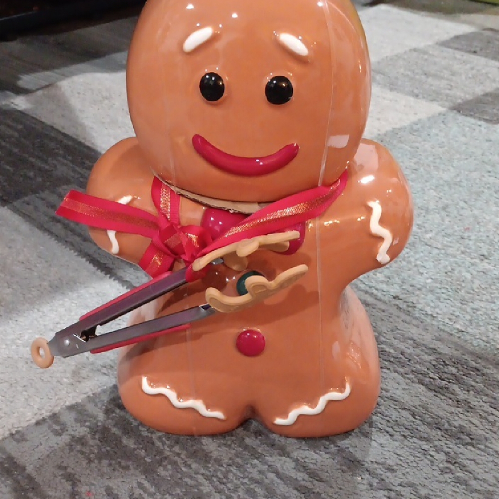Holiday Time Gingerbread Man Cookie Jar - Brown and Red